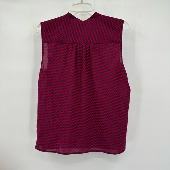 J Crew Womens Sleeveless Top Size Size 14 Red Blue Cherries Fruit Cottagecore - Picture 3 of 7